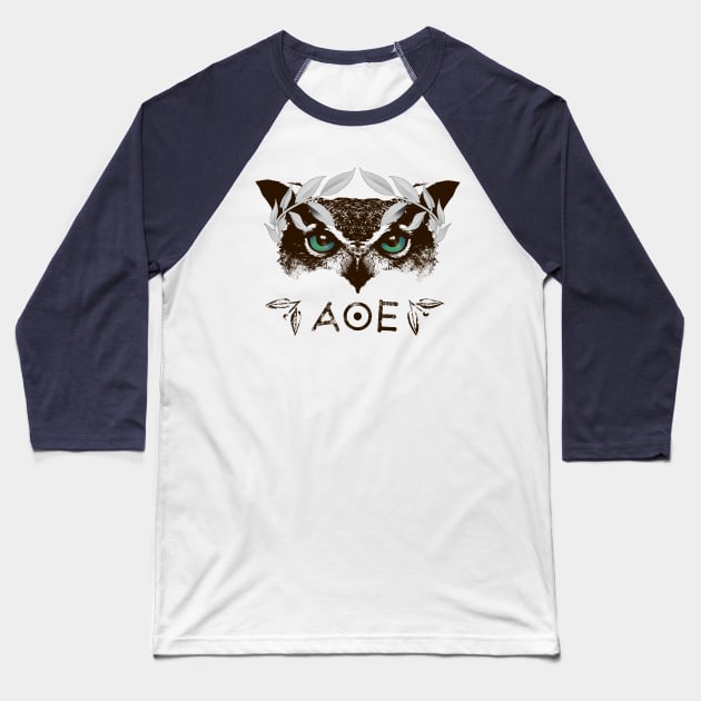 Athena's Owl II - Silver Laurel Variant Baseball T-Shirt by mellamomateo